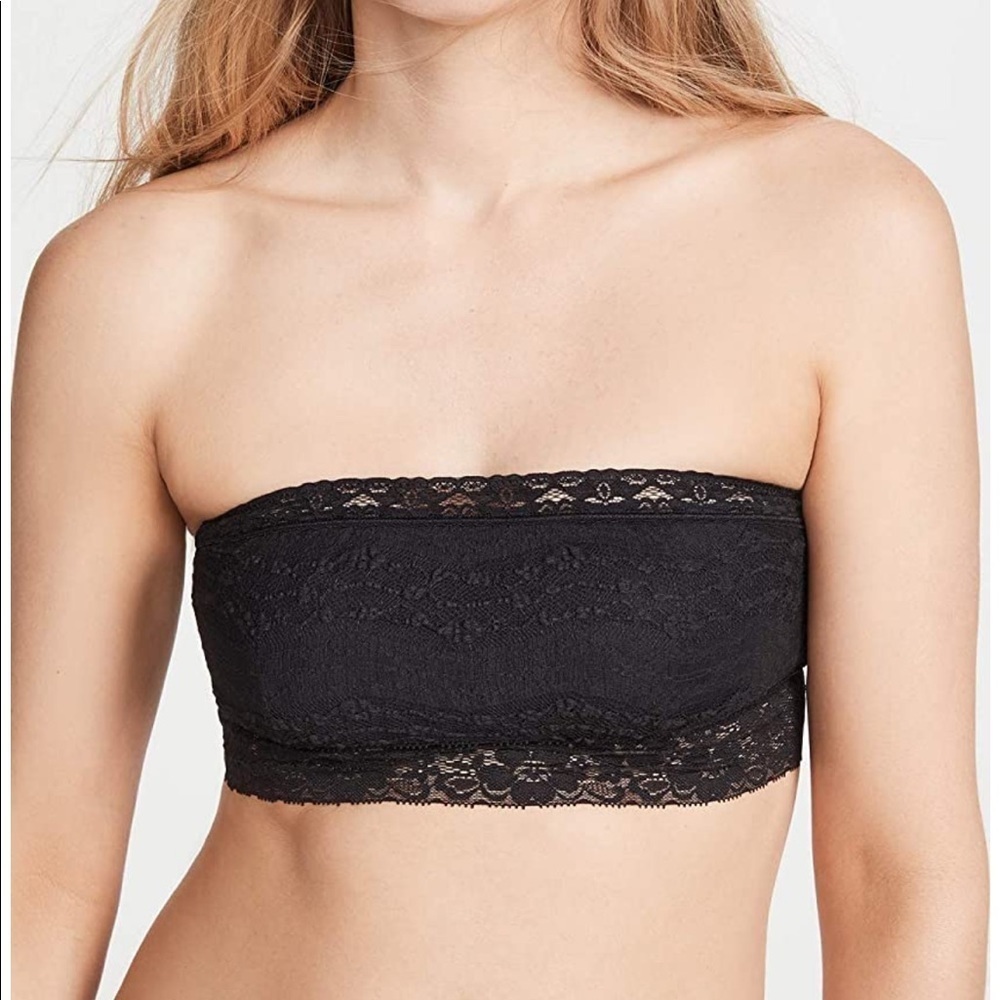 Free People Black Bandeau Scallop Lace Bralette